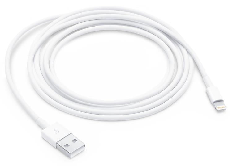 Cablu alimentare si date smartphone Apple, Lightning (T) la USB 2.0 (T), cauciuc, lungime 2 m, alb, 