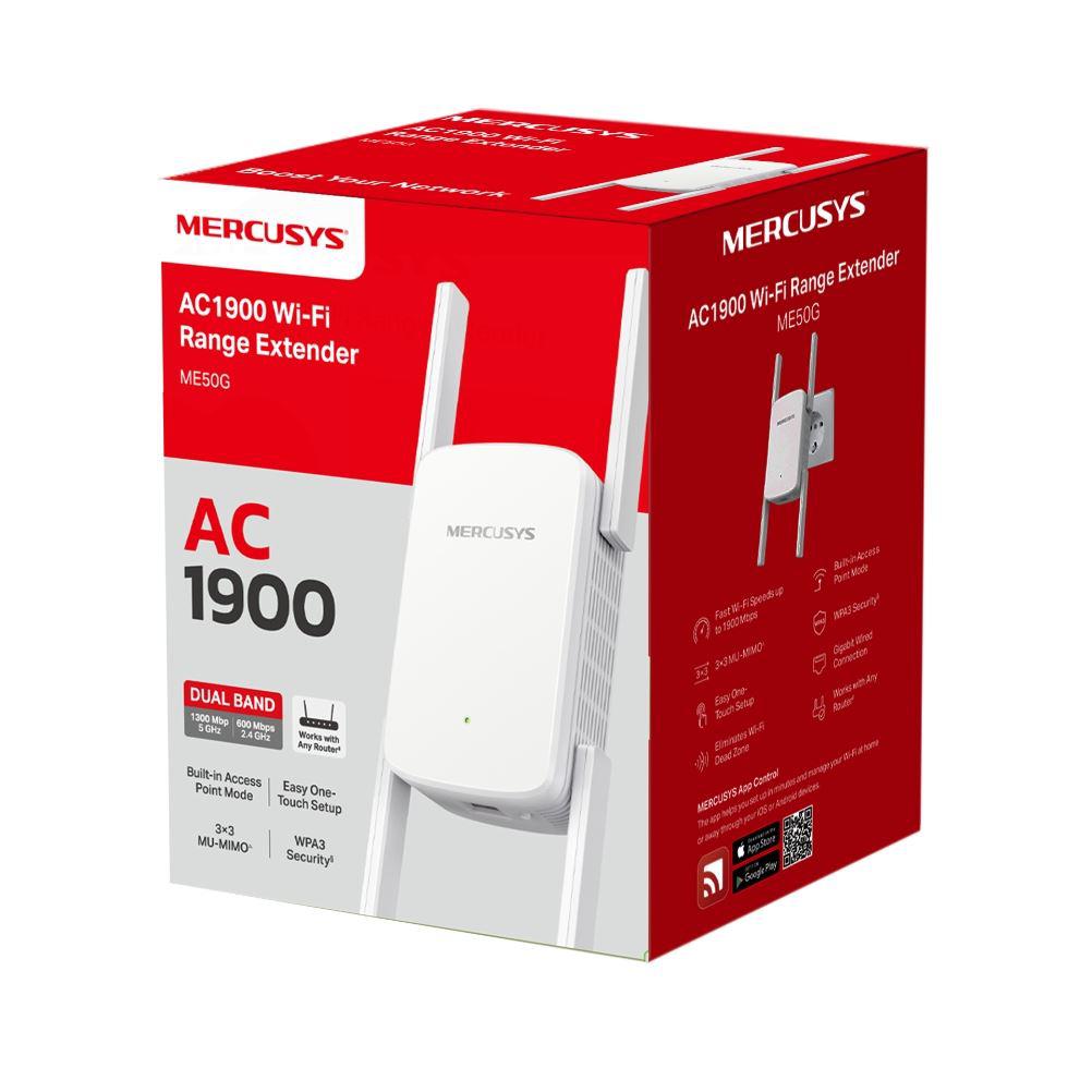RANGE EXTENDER MERCUSYS, Dual Band Speeds up to 1900 Mbps, gigabit wired connection "ME50G"
