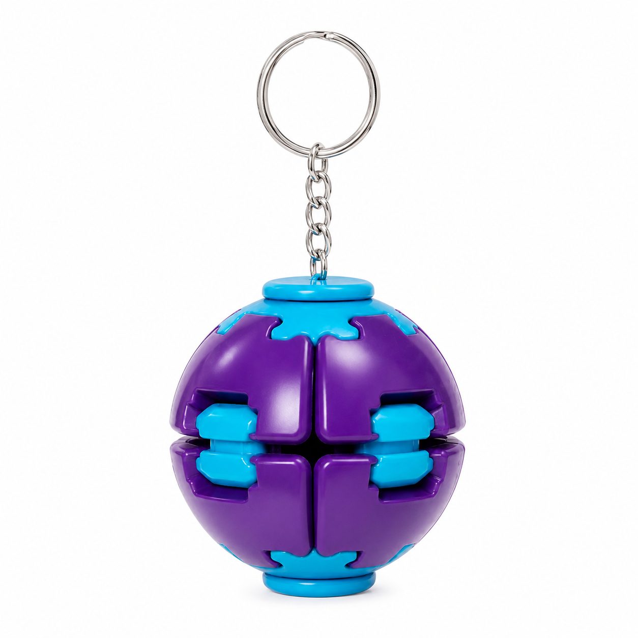 Minge Antistres Rotativa 3D, Keychain Fidget Spinner Ball, cu Sistem Push and Spin, Jucarie Senzoriala pentru Relaxare si Indemanare, 4.5x5 cm, Mov