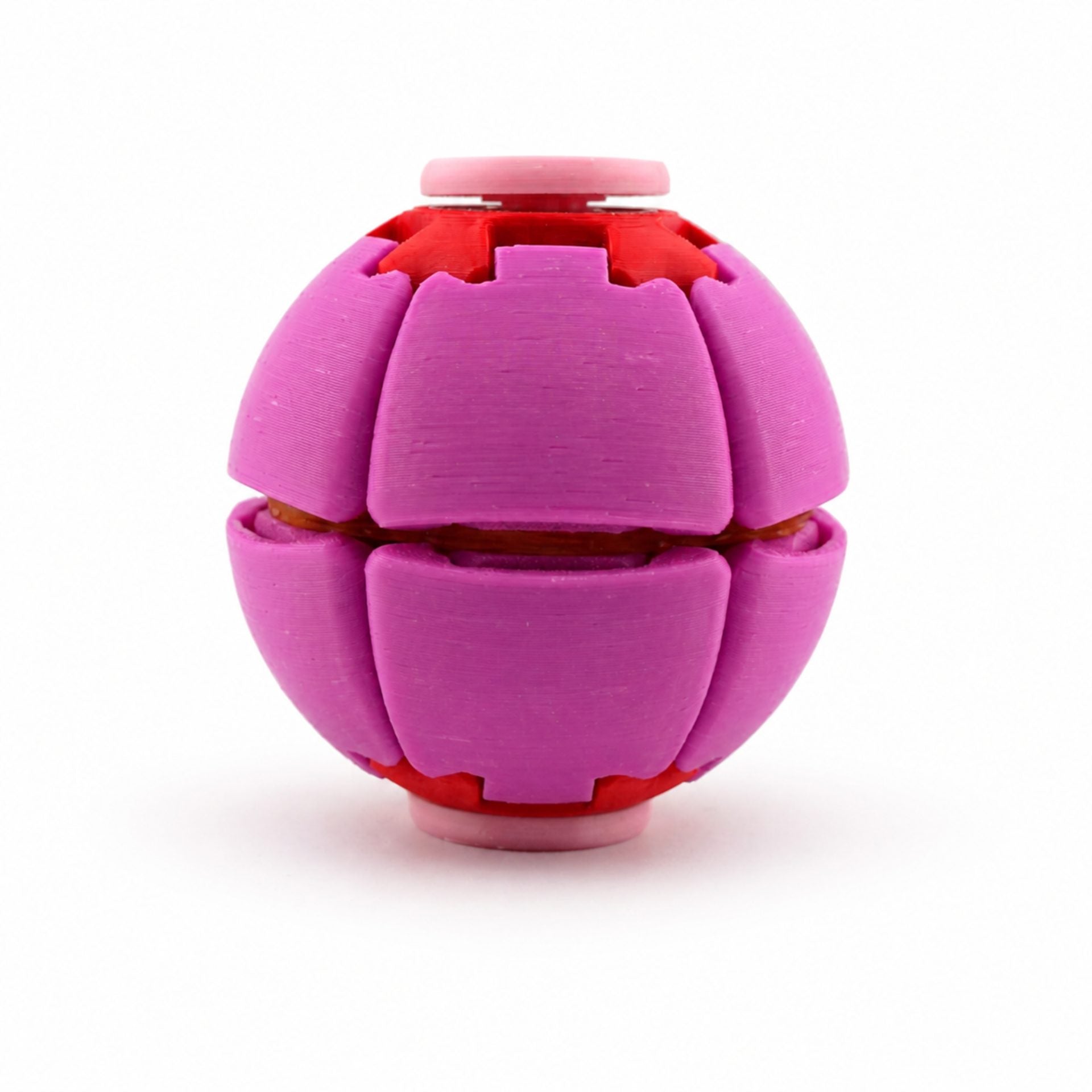 Minge Senzorială Antistres Rotativă 3D, Tip Fidget Spinner, cu Sistem de Apăsare și Rotire, Design Interactiv, Fucsia