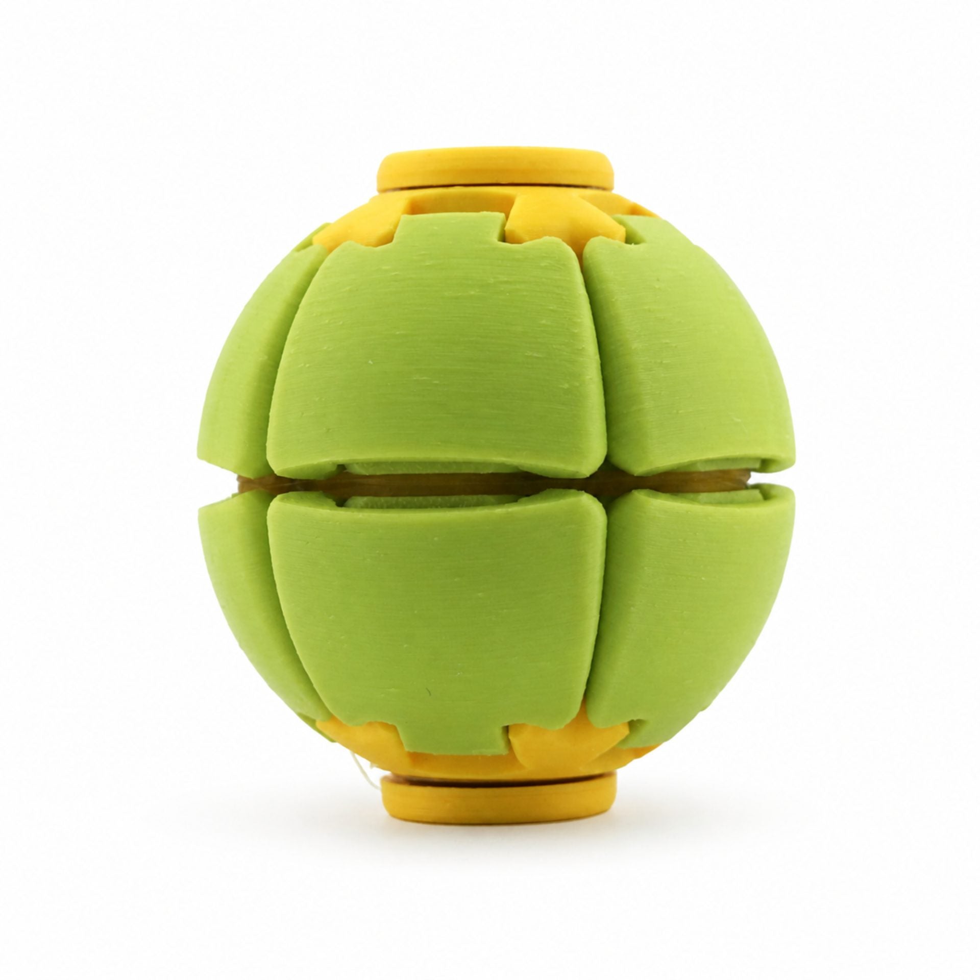 Minge Senzorială Antistres Rotativă 3D, Tip Fidget Spinner, cu Sistem de Apăsare și Rotire, Design Interactiv, Verde/Galben