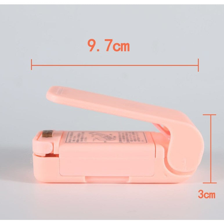 Mini Aparat de Sigilat Pungi cu Baterii, Etansare prin Caldura, Spate Magnetic, Portabil, 9.7x3 cm, Roz