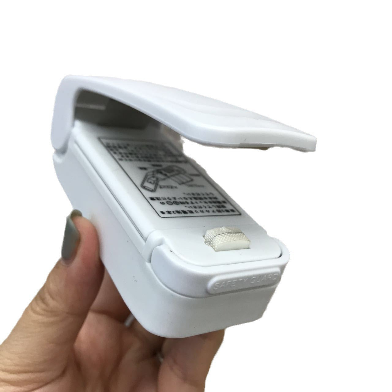 Mini Aparat de Sigilat Pungi cu Baterii, Etansare prin Caldura, Spate Magnetic, Portabil, 9.7x3 cm, Alb
