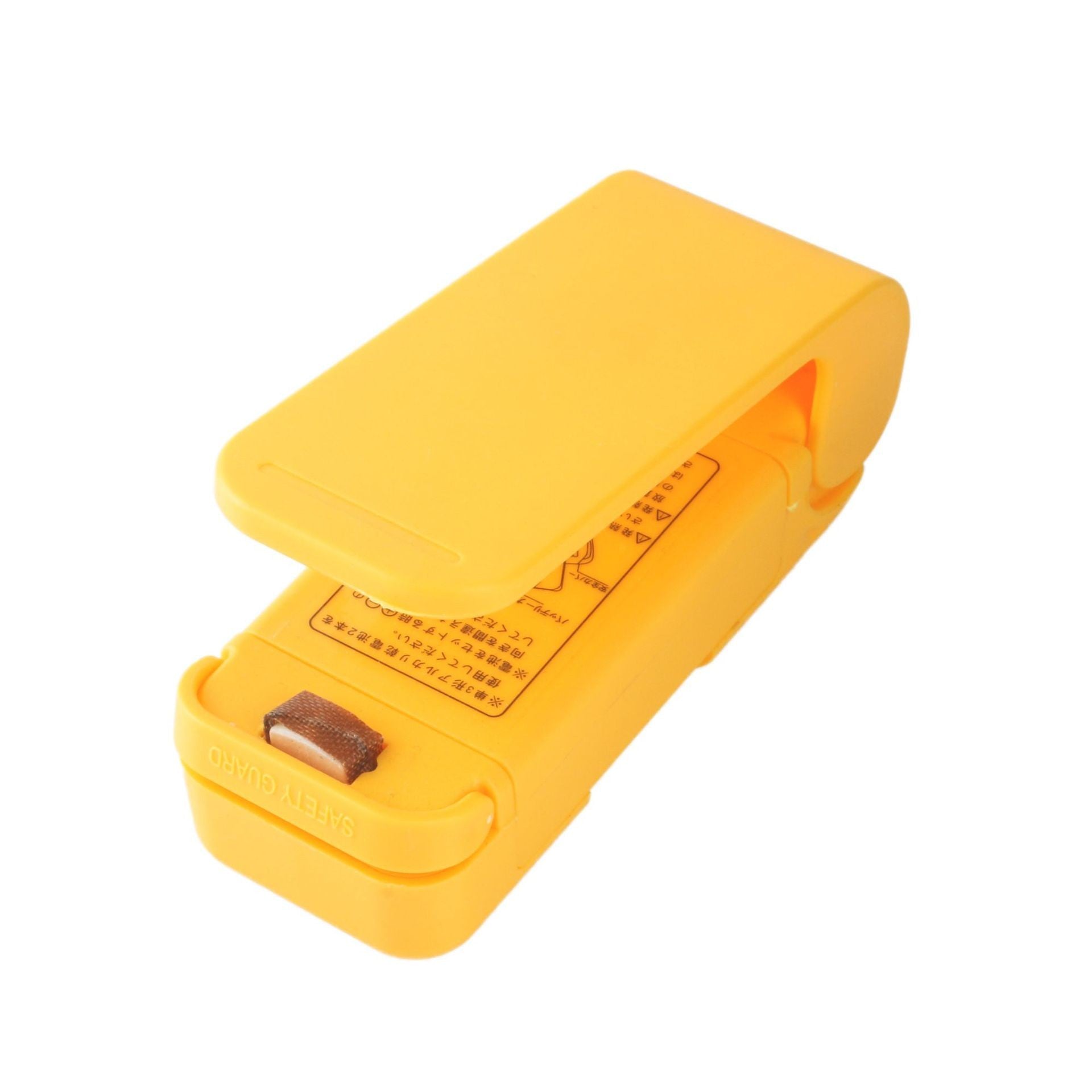 Mini Aparat de Sigilat Pungi cu Baterii, Etansare prin Caldura, Spate Magnetic, Portabil, 9.7x3 cm, Galben
