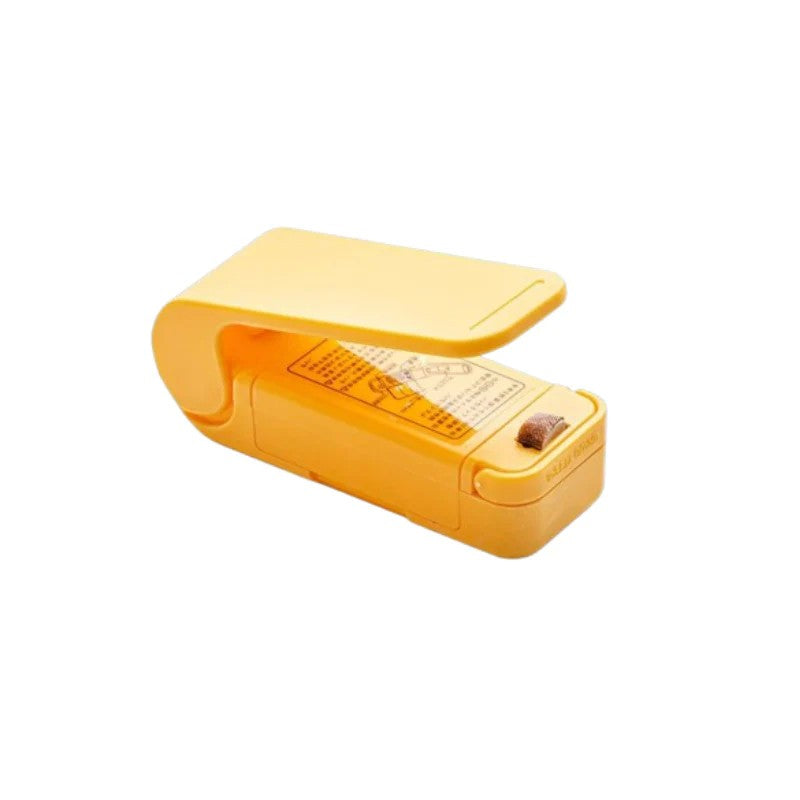 Mini Aparat de Sigilat Pungi cu Baterii, Etansare prin Caldura, Spate Magnetic, Portabil, 9.7x3 cm, Galben
