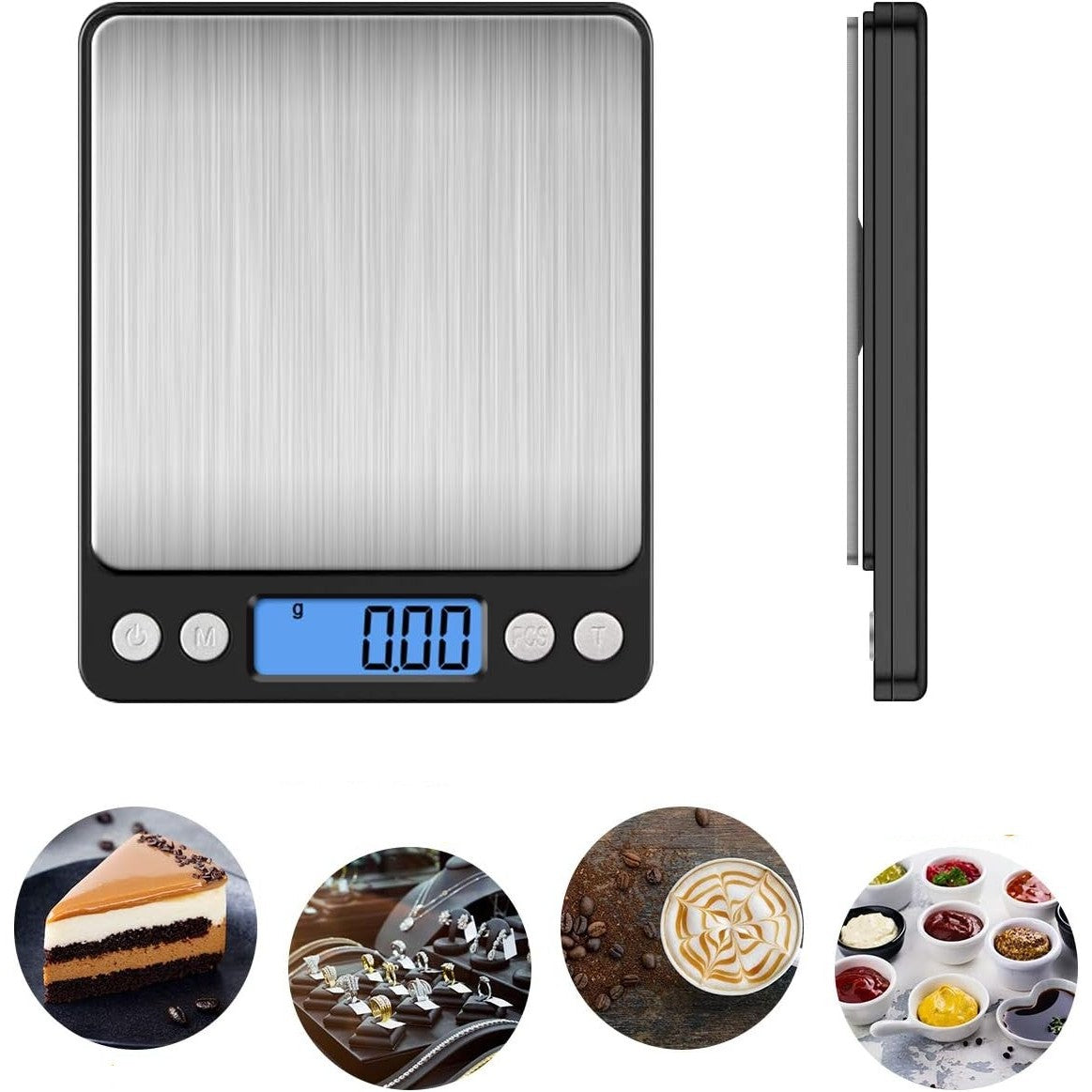 Mini Cantar Electronic, pentru Alimente/Bijuterii, max 3 Kg, 2 x AA, 12.7 x 10.6 x 1.9 cm, Negru/Gri