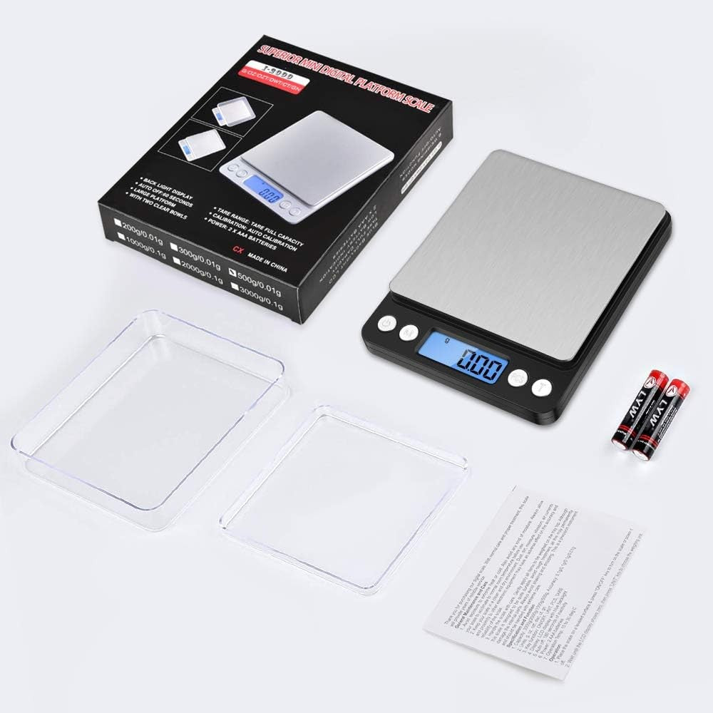 Mini Cantar Electronic, pentru Alimente/Bijuterii, max 3 Kg, 2 x AA, 12.7 x 10.6 x 1.9 cm, Negru/Gri