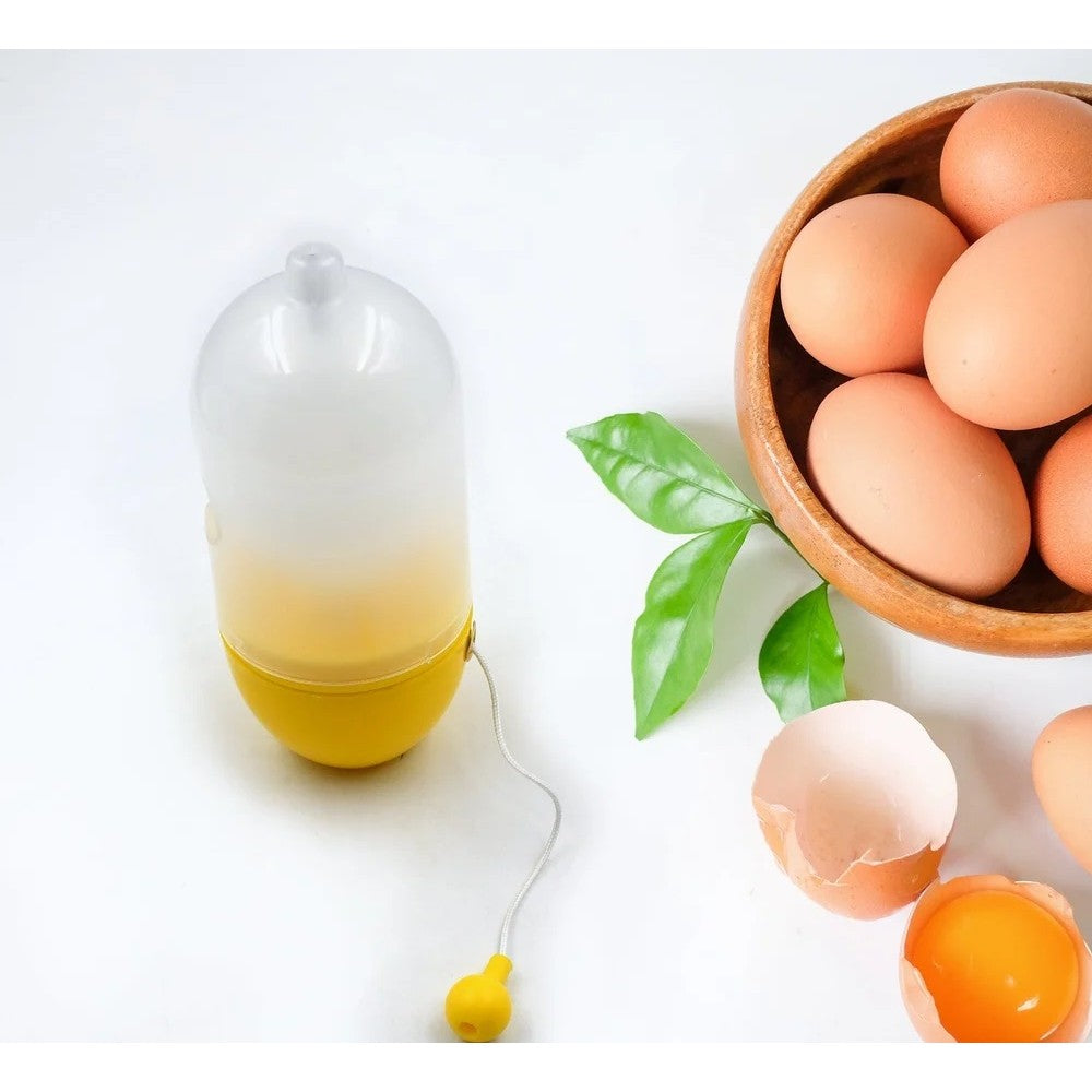 Mini Shaker Manual pentru Oua, pentru Galbenusuri si Albusuri, Mixer Amestecare, 15x6 cm, Galben