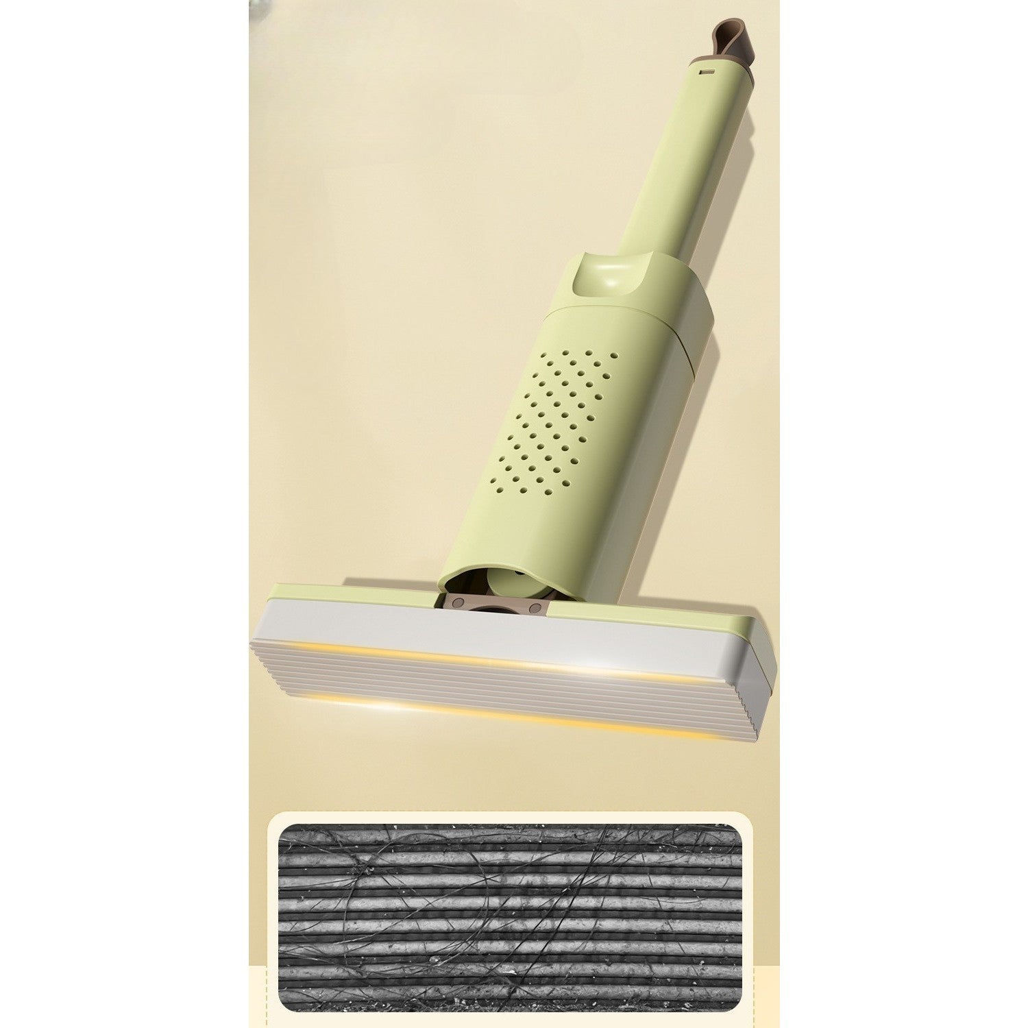 Mini Mop, Flippy, Pentru Uz Casnic, Sistem Autostoarcere, Portabil, Mop cu Burete, Rotire 180°,15 x 27.5 cm, Verde