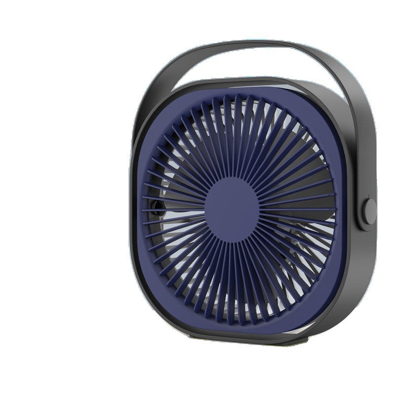 Mini ventilator pentru birou cu usb, rotire 360 grade, 3 viteze, 1500 mA, 13.5 x 12,8, Albastru