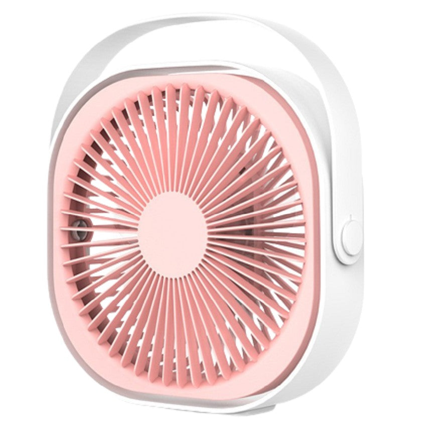 Mini ventilator pentru birou cu usb, rotire 360 grade, 3 viteze, 4000 mA, 13.5 x 12,8, Roz