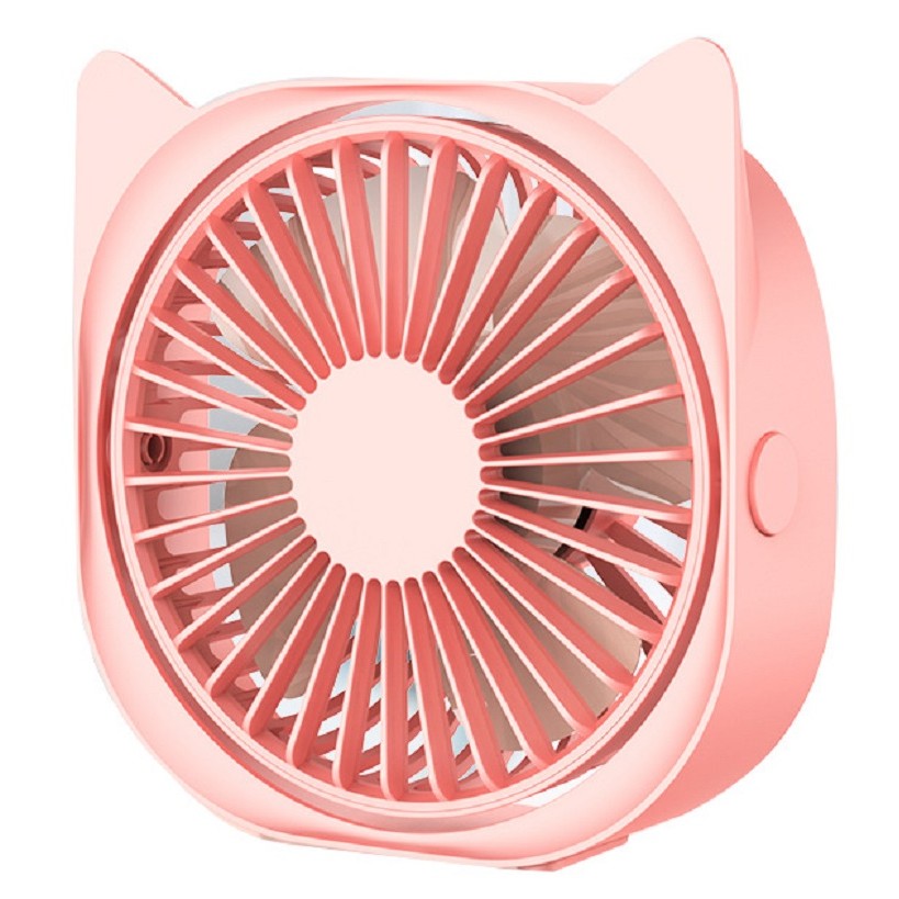 Mini ventilator pentru birou cu usb, rotire 360 grade, 3 viteze, 13.5 x 12,8 cm, Roz