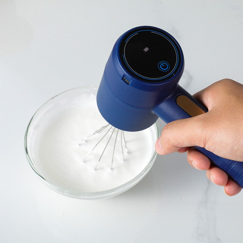 Mixer Electric fara Fir, pentru Uz Casnic, pentru Oua Smantana Frisca, Maner Plastic, Usor de Utilizat si Depozitat, 3 Accesorii, Albastru Inchis