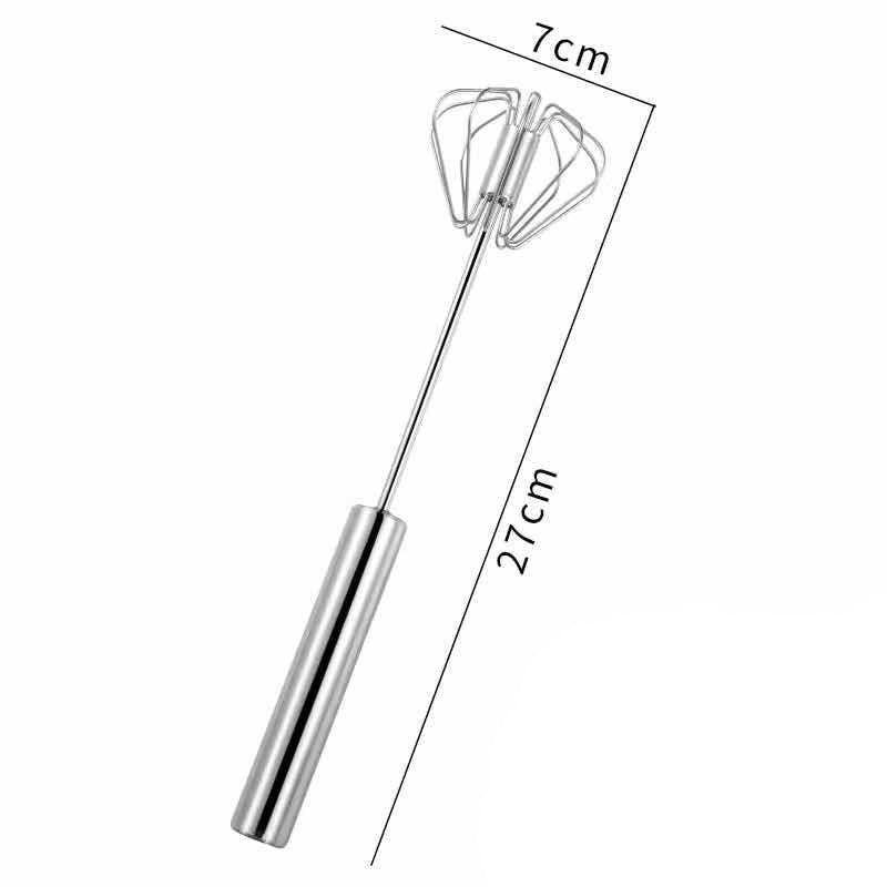 Mixer Manual, pentru Oua Smantana Frisca Aluat, Maner Otel Inoxidabil, Usor de Utilizat si Depozitat, 27 x 7 cm, Argintiu