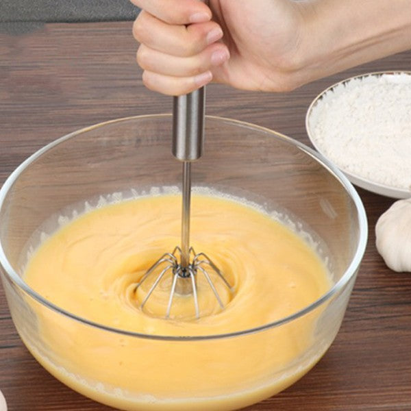 Mixer Manual, pentru Oua Smantana Frisca Aluat, Maner Otel Inoxidabil, Usor de Utilizat si Depozitat, 27 x 7 cm, Argintiu