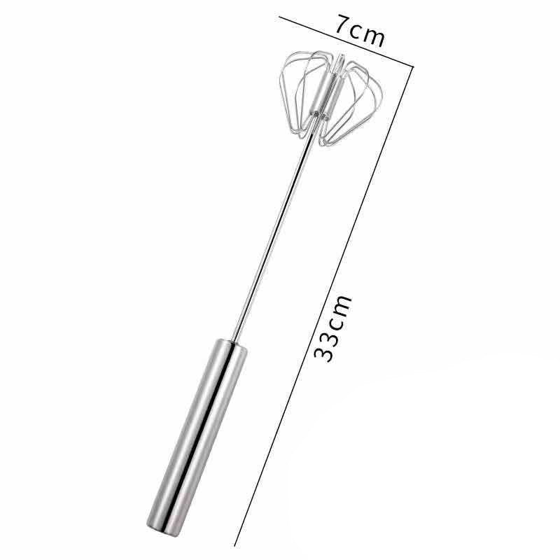 Mixer Manual, pentru Oua Smantana Frisca Aluat, Maner Otel Inoxidabil, Usor de Utilizat si Depozitat, 33 x 7 cm Argintiu