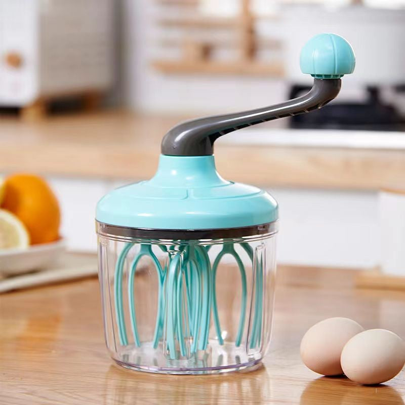 Mixer Manual, pentru Oua Smantana Frisca Aluat, Maner Plastic, Usor de Utilizat si Depozitat, Bol Transparent, 24.5 x 11.5 cm Verde