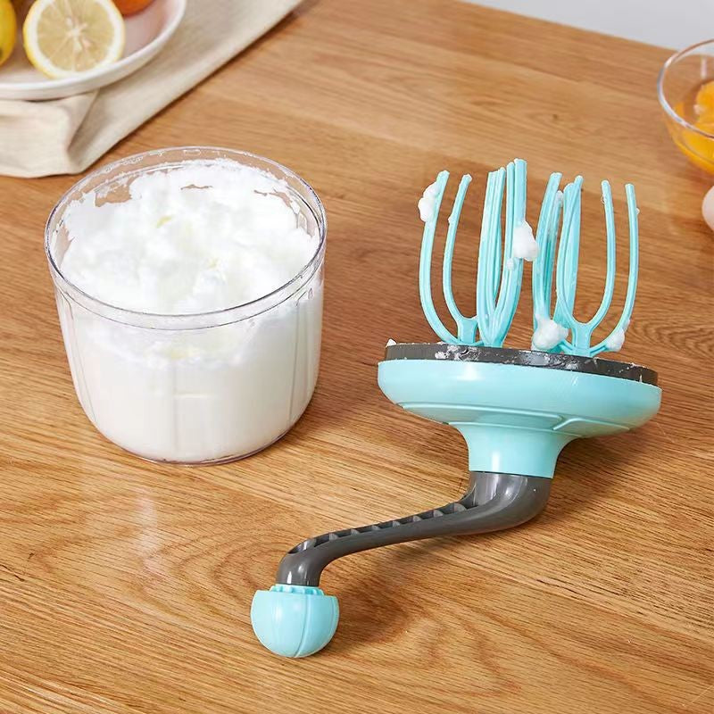 Mixer Manual, pentru Oua Smantana Frisca Aluat, Maner Plastic, Usor de Utilizat si Depozitat, Bol Transparent, 24.5 x 11.5 cm Verde