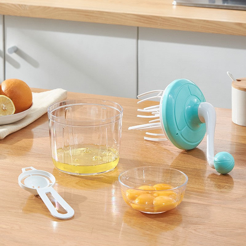 Mixer Manual, pentru Oua Smantana Frisca Aluat, Maner Plastic, Usor de Utilizat si Depozitat, Bol Transparent, 24.5 x 11.5 cm Verde