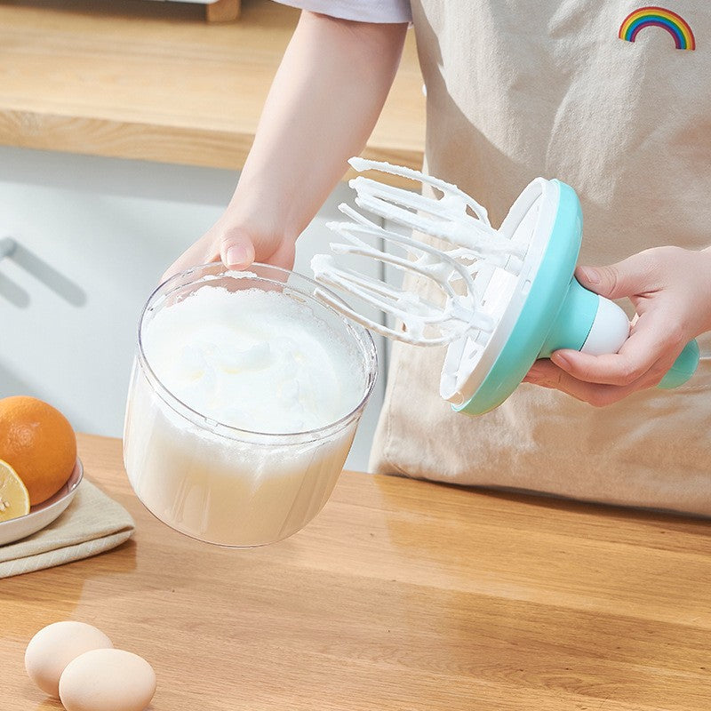 Mixer Manual, pentru Oua Smantana Frisca Aluat, Maner Plastic, Usor de Utilizat si Depozitat, Bol Transparent, 24.5 x 11.5 cm Verde