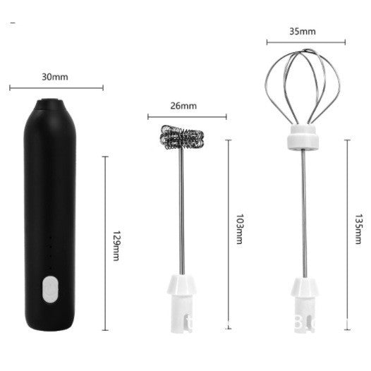 Mixer Spuma Lapte, Electric cu Incarcare USB, Bauturi Calde/Reci, Maner Izolat Termic, Otel Inoxidabil, pentru Latte, Ciocolata Calda, Cappuccino, Frappe, Usor de Folosit, 2 Accesorii, Negru