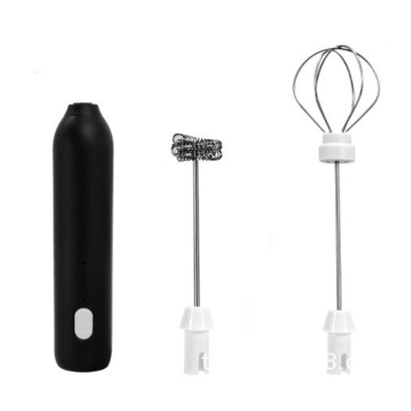 Mixer Spuma Lapte, Electric cu Incarcare USB, Bauturi Calde/Reci, Maner Izolat Termic, Otel Inoxidabil, pentru Latte, Ciocolata Calda, Cappuccino, Frappe, Usor de Folosit, 2 Accesorii, Negru