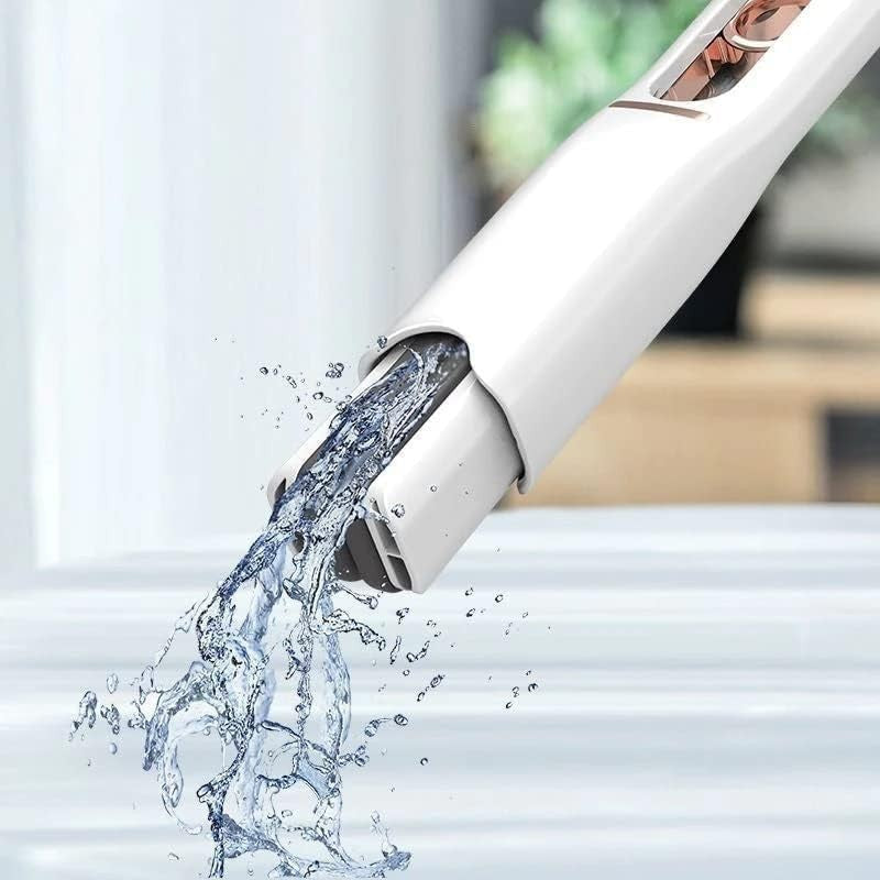 Mop de Mana, Mini-Portabil, cu Sistem de Stoarcere, Dispozitiv de Curatat Manual, cu Burete Absorbant, din PVA, 29.5 x 15.5 cm, 2 Rezerve, Alb