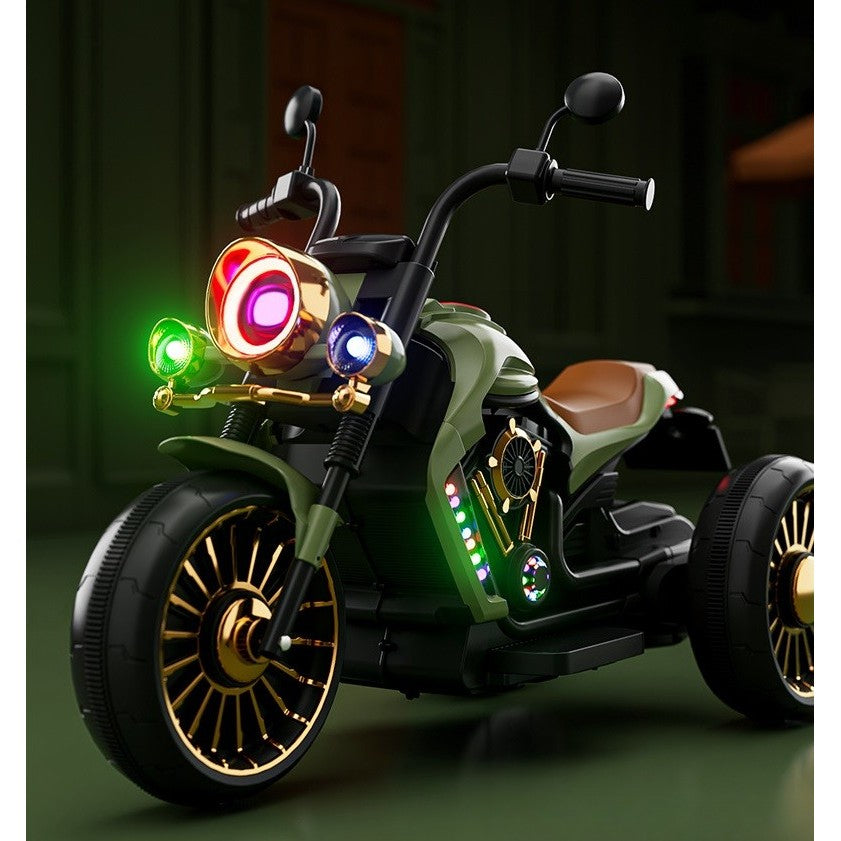 Motocicleta Electrica Flippy, cu Acumulator,  Bluetooth, Sistem Anti-Rasturnare, Sistem de Lumini si Sunet, 1-8 Ani, 93 x 48 x 63 cm, Verde