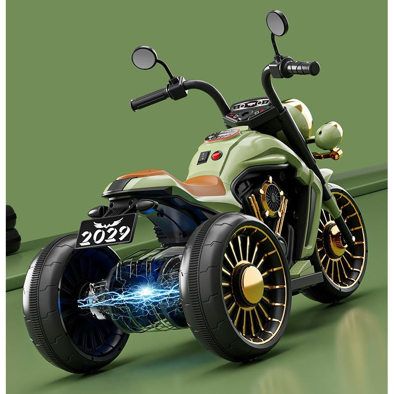 Motocicleta Electrica Flippy, cu Acumulator,  Bluetooth, Sistem Anti-Rasturnare, Sistem de Lumini si Sunet, 1-8 Ani, 93 x 48 x 63 cm, Verde