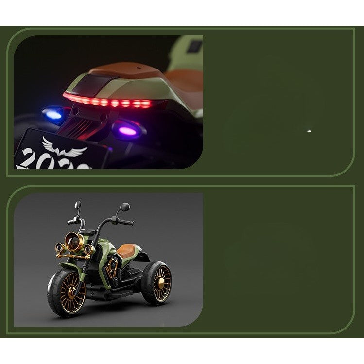 Motocicleta Electrica Flippy, cu Acumulator,  Bluetooth, Sistem Anti-Rasturnare, Sistem de Lumini si Sunet, 1-8 Ani, 93 x 48 x 63 cm, Verde