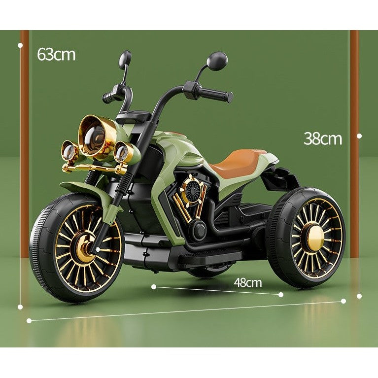 Motocicleta Electrica Flippy, cu Acumulator,  Bluetooth, Sistem Anti-Rasturnare, Sistem de Lumini si Sunet, 1-8 Ani, 93 x 48 x 63 cm, Verde