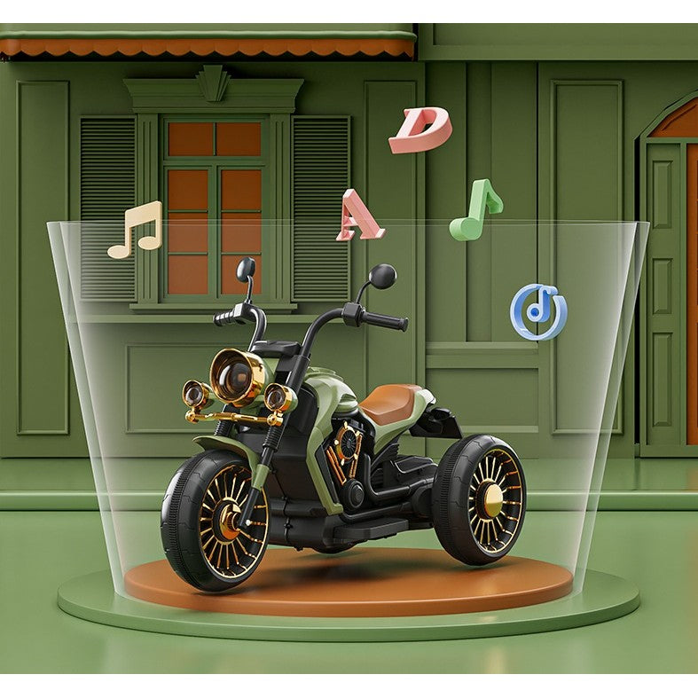 Motocicleta Electrica Flippy, cu Acumulator,  Bluetooth, Sistem Anti-Rasturnare, Sistem de Lumini si Sunet, 1-8 Ani, 93 x 48 x 63 cm, Verde