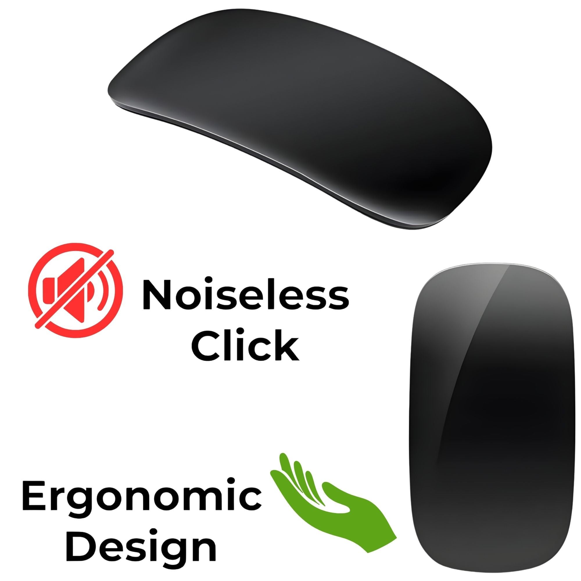 Mouse Wireless cu Gesturi, Bluetooth, Reincarcabil, Ultra Subtire, 1600 DPI, Silentios, Design Elegant si Compact, Compatibil cu Laptop/PC, Telefon si Tableta, Ideal pentru Birou si Calatorii, Negru