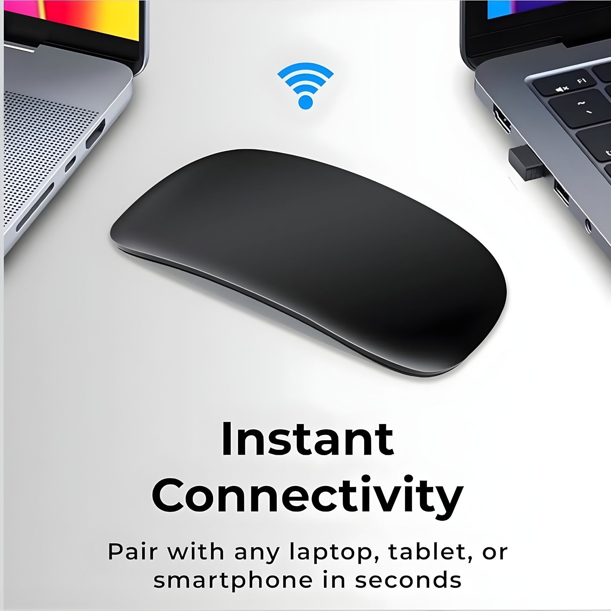Mouse Wireless cu Gesturi, Bluetooth, Reincarcabil, Ultra Subtire, 1600 DPI, Silentios, Design Elegant si Compact, Compatibil cu Laptop/PC, Telefon si Tableta, Ideal pentru Birou si Calatorii, Negru