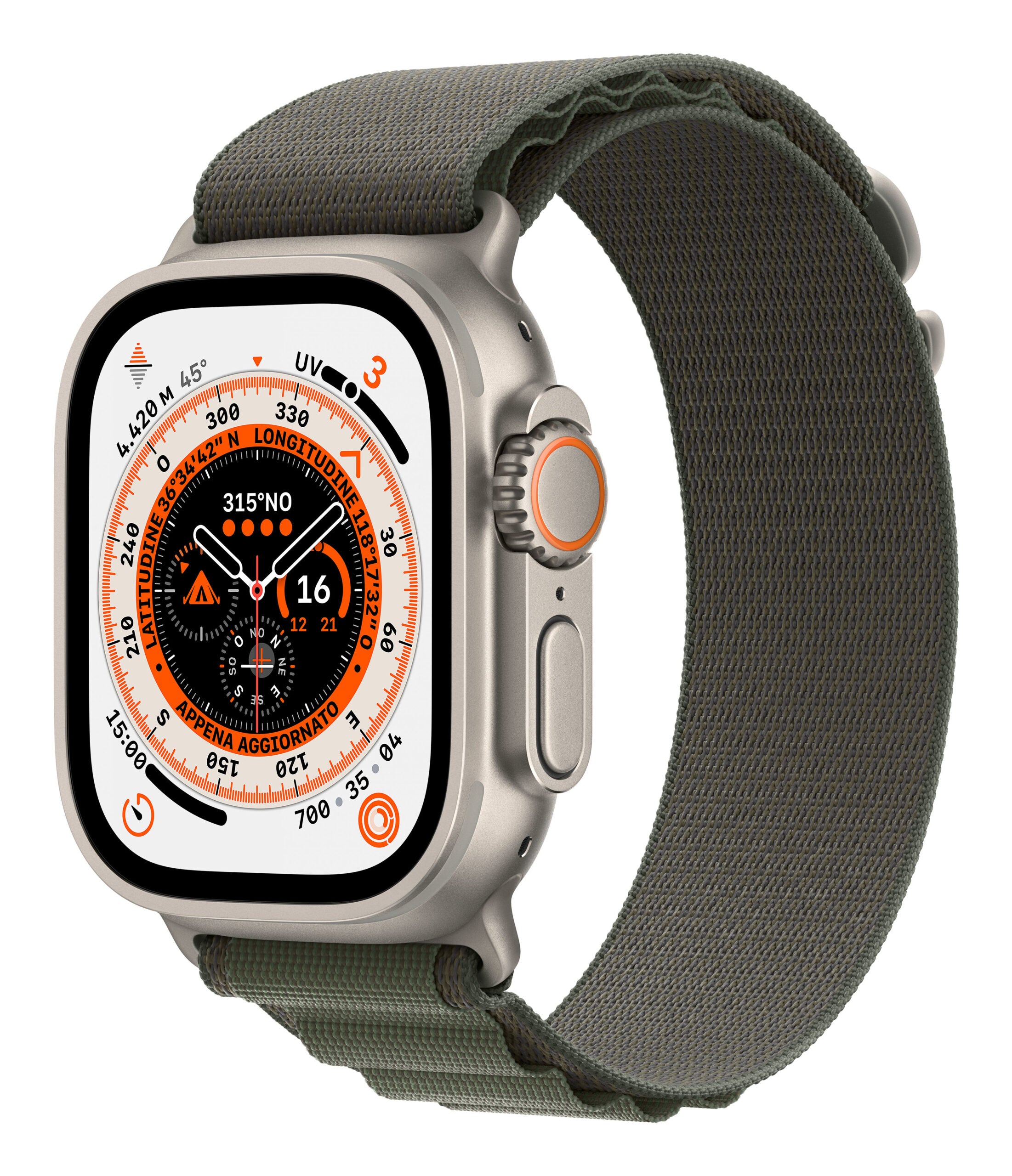 Smartwatch Watch Ultra GPS + Cellular 49mm Titanium Case with Alpine Loop M - Green "MQFN3"