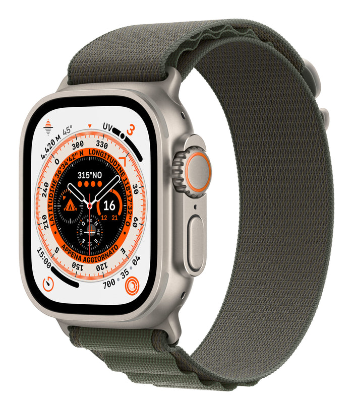 Apple Smartwatch Watch Ultra GPS + Cellular 49mm Titanium Case with Alpine Loop M - Green "MQFN3" – Smartwatch