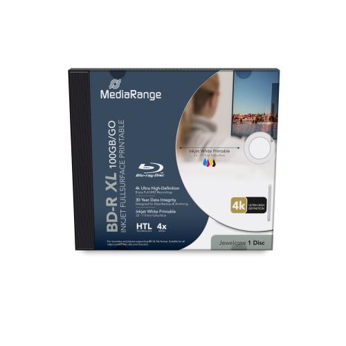 MediaRange BD-R XL 100GB, 4x speed inkjet fullsurface, jewelcase 1PC "MR520" – Blank-uri