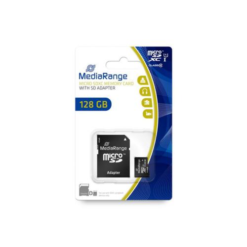 MediaRange Micro SDXC 128GB UHS-1 Class 10 with SD adapter "MR945" – Carduri SD
