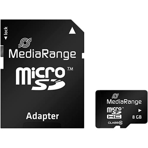 MediaRange Micro SDHC 8GB Class 10 with SD adapter, "MR957" – Carduri SD