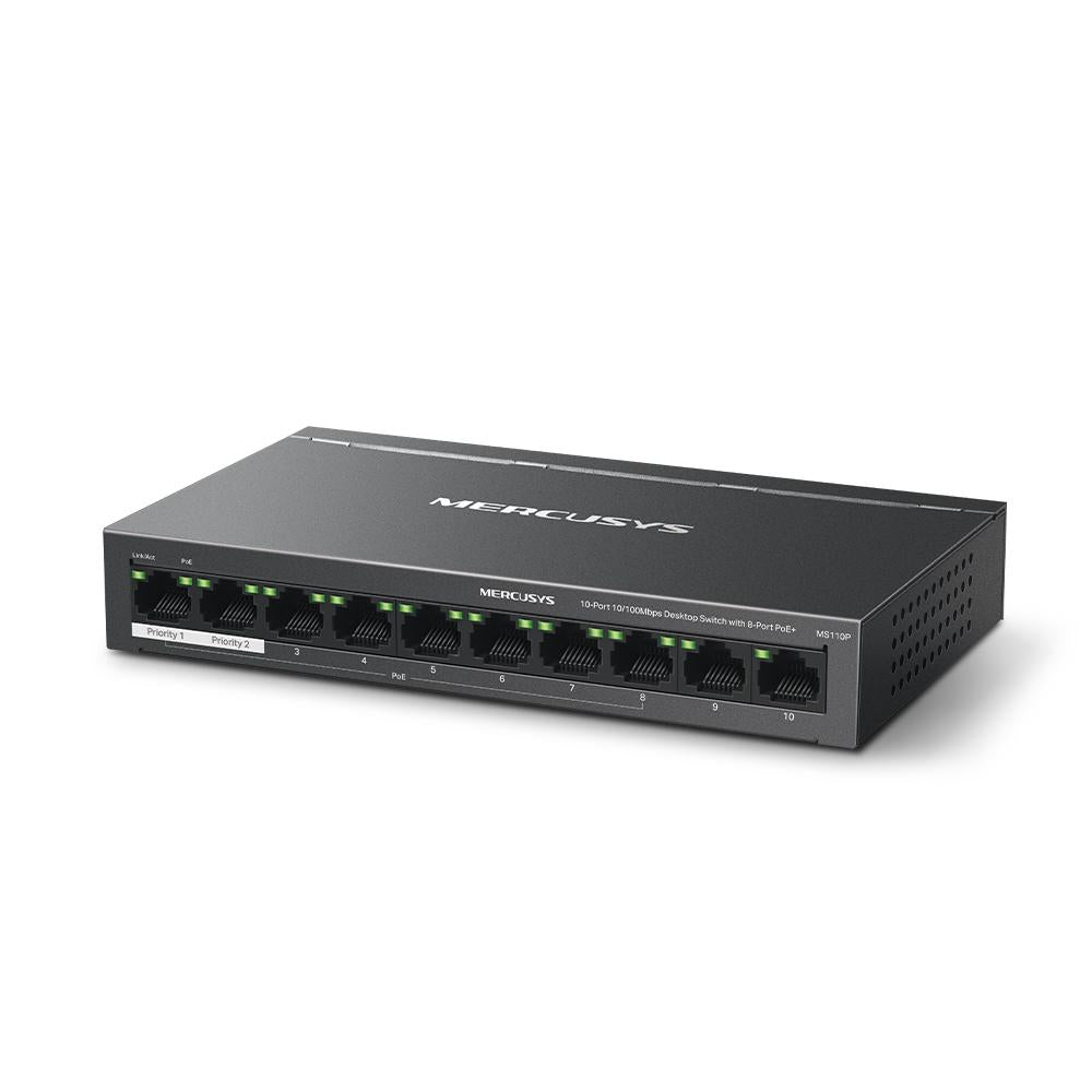 SWITCH MERCUSYS 10 porturi 10/100Mbps (dintre care 8 porturi PoE+) "MS110P"