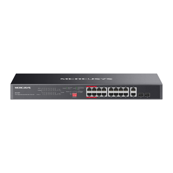 SWITCH MERCUSYS, porturi Gigabit x 20 Desktop/Rackmount din care 16-Port PoE+ si 2× Gigabit SFP, unmanaged, carcasa metal, total putere PoE 192W "MS120GP"