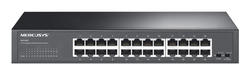 SWITCH MERCUSYS, porturi Gigabit x 24 Desktop/Rackmount, unmanaged, carcasa metal, "MS124GS"