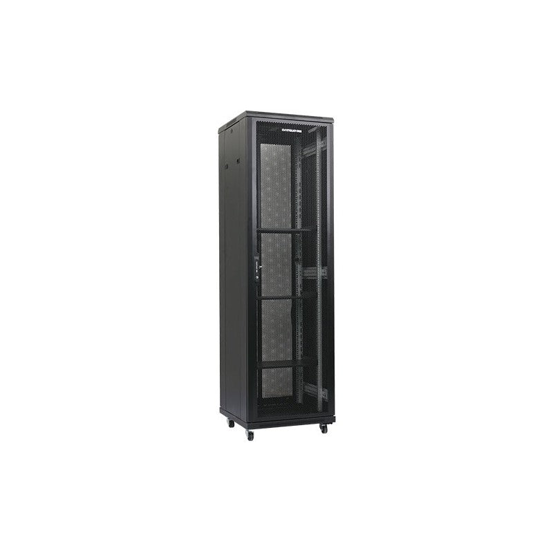 Rack 19 42U 800x1000, de podea, usa fata si spate perforate, panouri laterale detasabile si securizate, dezasamblat, capacitate 1000kg, negru RAL 9004, Dateup 
