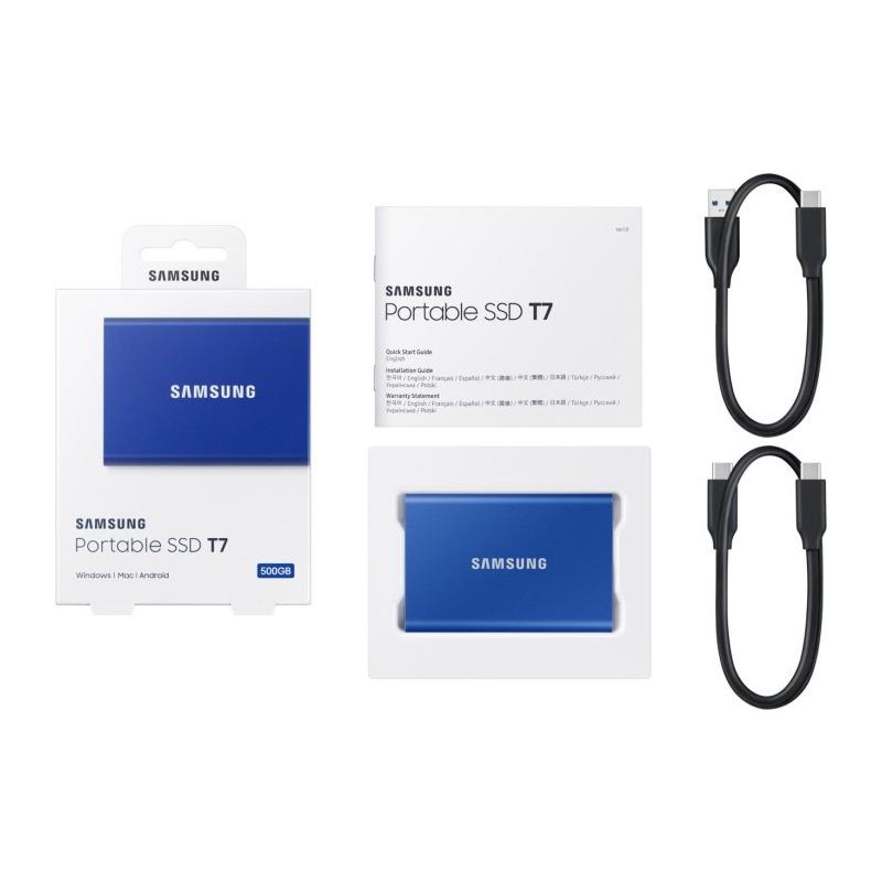 SSD. extern SAMSUNG T7, 1TB, USB 3.2 Type-C, R/W: 1050/1000 MB/s, albastru, "MU-PC1T0H/WW"