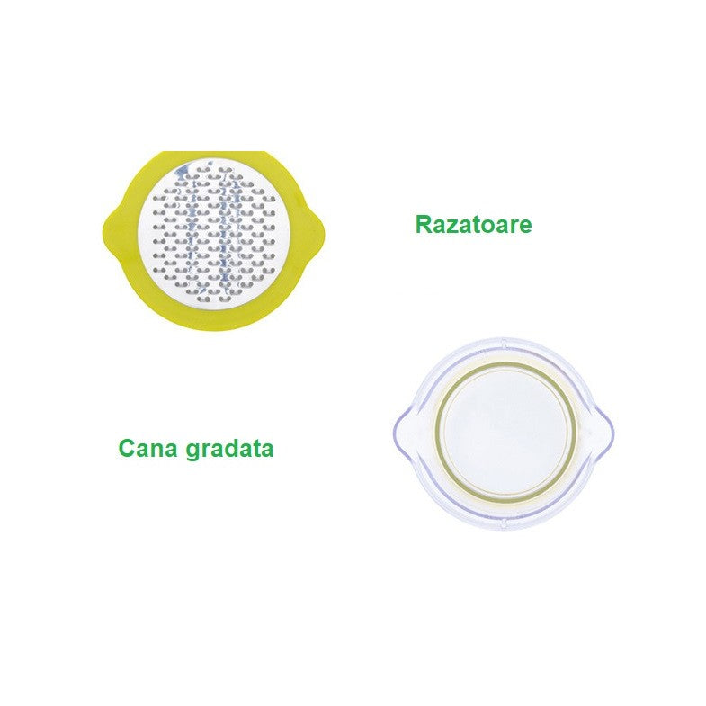 Storcator de Fructe 2 in 1, cu Razatoare si Separator Ou, 14.8 x 8 x 13 cm, Verde