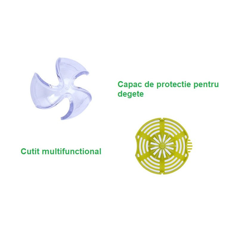 Storcator de Fructe 2 in 1, cu Razatoare si Separator Ou, 14.8 x 8 x 13 cm, Verde