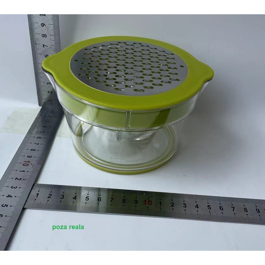 Storcator de Fructe 2 in 1, cu Razatoare si Separator Ou, 14.8 x 8 x 13 cm, Verde