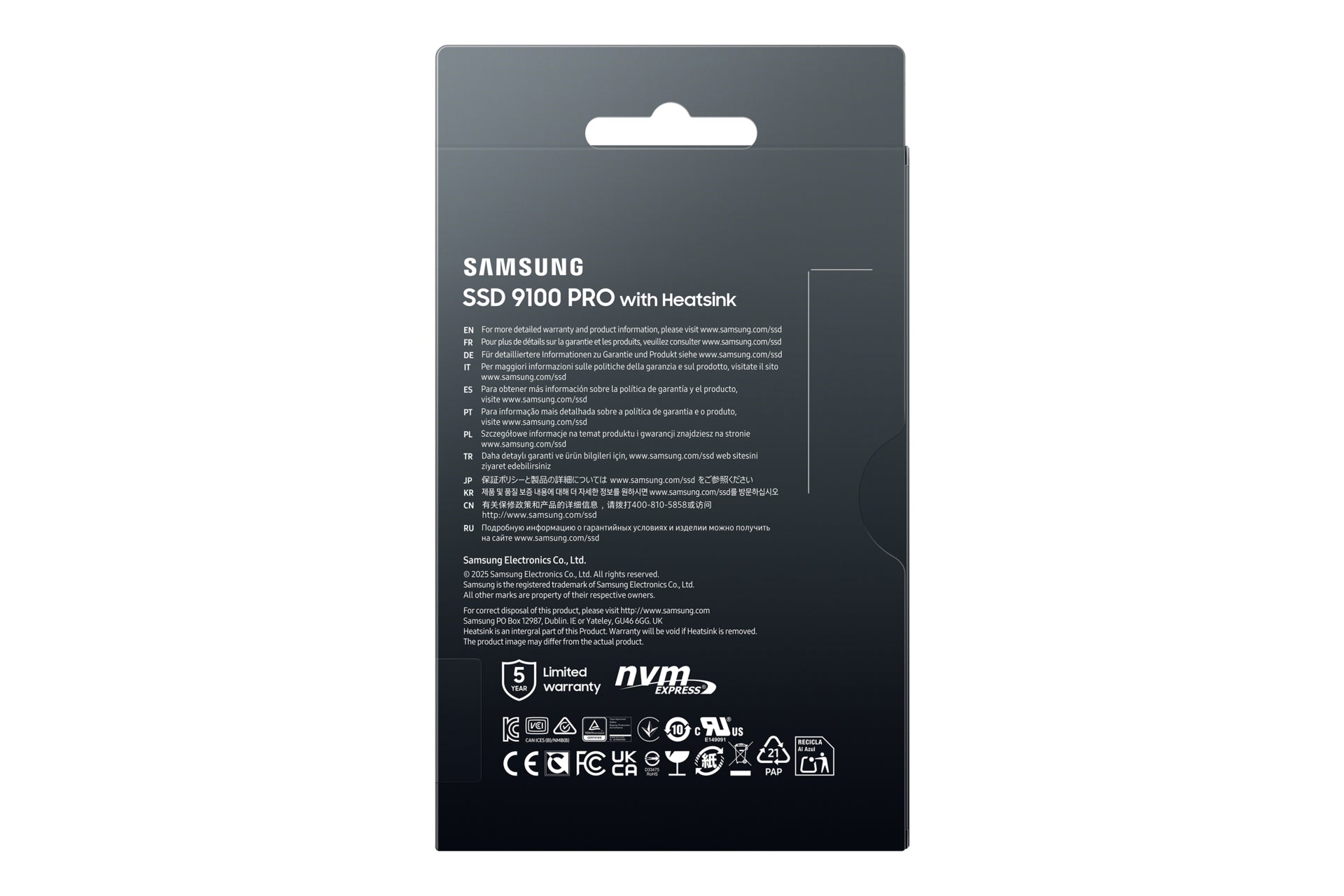 SAMSUNG 9100 PRO SSD Heatsink NVMe M.2 4TB PCIe 5.0 14.800 MB/s Read 13.400 MB/s Write Internal SSD for PC-Gaming and video editing "MZ-VAP4T0CW"