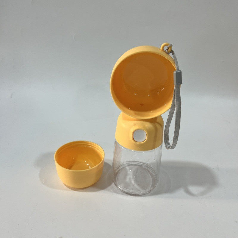 Sticla Animale, Portabila, pentru Hrana si Apa, din ABS, 400 ml/182 ml, 25.5 x 8 x 9 cm, Galben