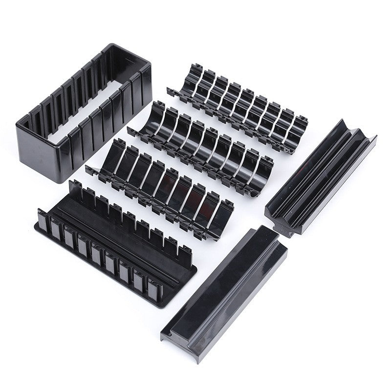 Aparat pentru Sushi, Set 7 Accesorii pentru Sushi, Ofera 3 Forme de Design, Rotund, Triunghi, Inimioare, Negru